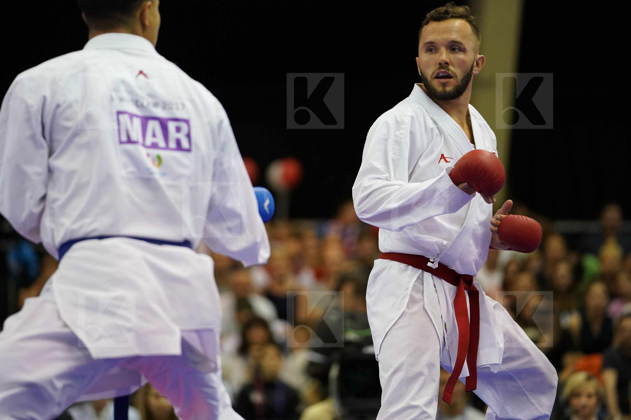 Babos Michal bronze match Male Kumite +84kg Morrocco Ouchen Achraf Poland
